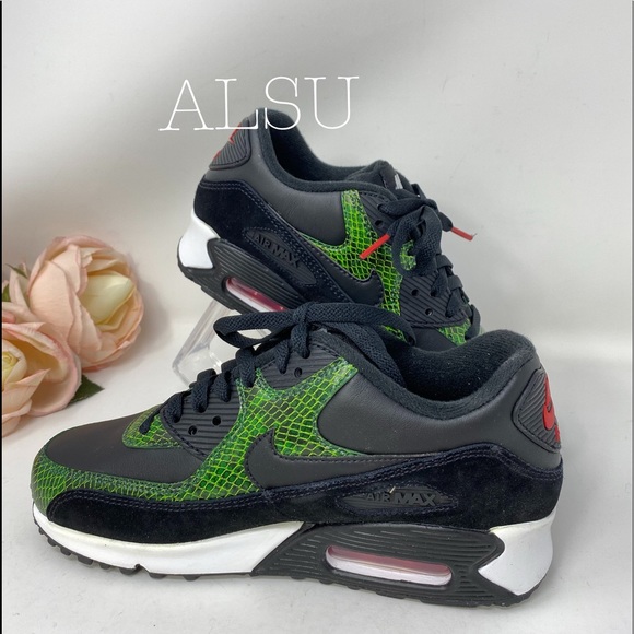 Nike Air Max 90 QS Black Green Leather W AUTHENTIC - Picture 2 of 8
